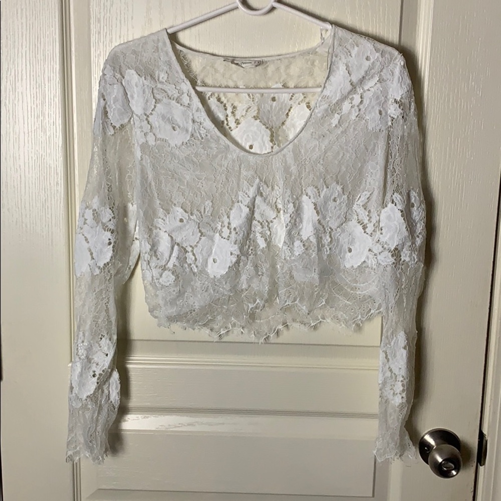 Sheer American threads crop top